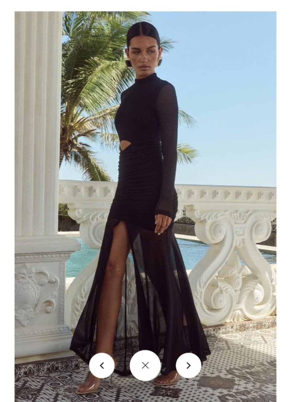 NWT Runaway The Label Juni Black Mesh Cutout Long-Sleeve Maxi Dress XS Formal